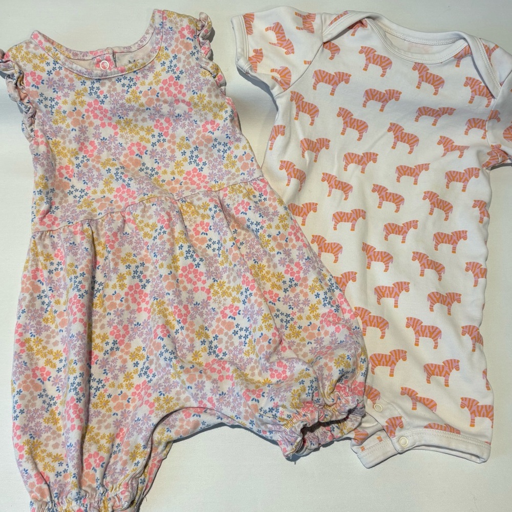 Toddler One Piece Rompers - Floral and Zebra Print